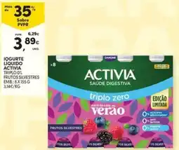 Continente Bom dia Iogurte líquido activia triplo 0% frutos silvestres promoção