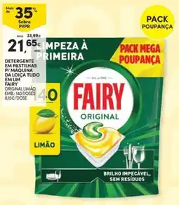 Continente Bom dia Detergente em pastilhas P/máquina da loiça tudo EM UM fairy original limão promoção