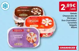 Amanhecer Amanhecer gelado cheesecake de morango/duo chocolate/caramelo salgado promoção