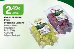 Intermarché Porsi programa origens - uva s/grainha promoção