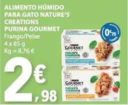 E.Leclerc Alimento húmido para gato nature's creations purina gourmet frango/peixe promoção