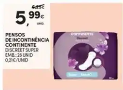 Continente Bom dia Pensos de incontinencia continente promoção