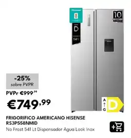 Radio Popular Frigorifico americano hisense rs3p558nmid promoção