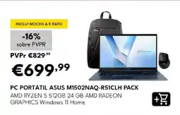 Radio Popular pc portátil asus m1502naq-r51clh pack promoção