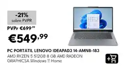 Radio Popular pc portátil lenovo ideapad3 14-amn8-183 promoção