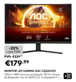 Radio Popular monitor led gaming aoc cq32g4ve promoção