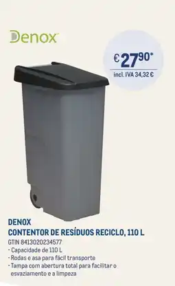 Makro Denox contentor de resíduos reciclo, 110 l promoção