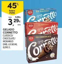 Continente Gelado cornetto clássico/chocolate/morango promoção