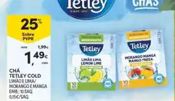 Continente Chá tetley cold limão e lima/ morango e manga promoção