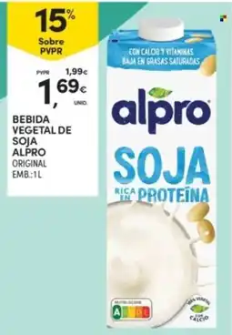 Continente Bebida vegetal de soja alpro original promoção