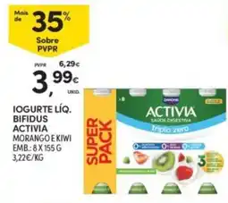 Continente Iogurte líq. bifidus activia morango e kiwi promoção