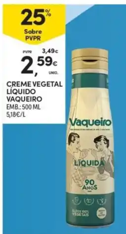 Continente Creme vegetal líquido vaqueiro promoção