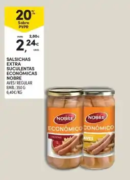Continente Salsichas extra suculentas económicas nobre aves/regular promoção