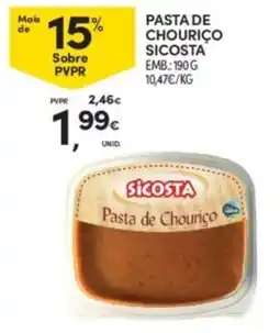 Continente Pasta de Chouriço Sicosta promoção