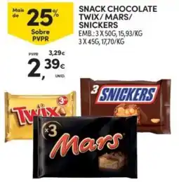 Continente Snack chocolate twix / mars / snickers promoção