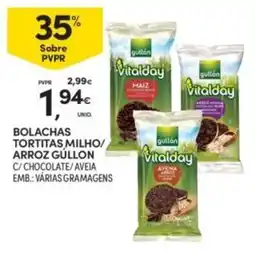 Continente Bolachas tortitas milho/arroz gullon c/ chocolate/aveia promoção