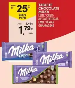 Continente Tablete chocolate milka leite/oreo/avelas inteiras promoção