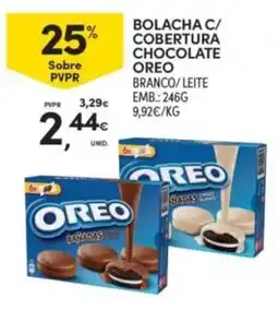 Continente Bolacha c/ cobertura chocolate oreo branco/leite promoção