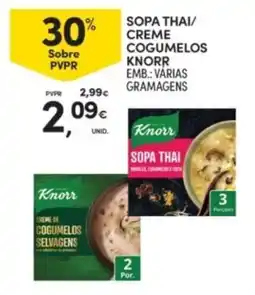 Continente Knorr sopa thai/creme cogumelos knorr promoção