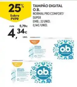 Continente tampão digital o.b. normal pro comfort/super promoção