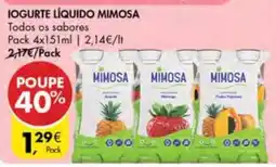 Pingo Doce Iogurte líquido mimosa promoção