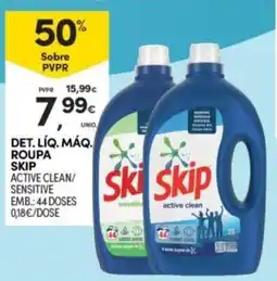 Continente skip det. líq. máq. roupa active clean/sensitive promoção