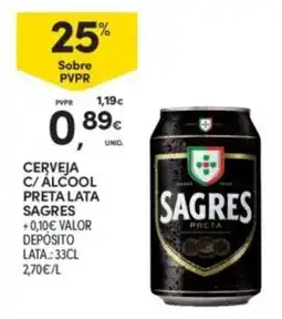 Continente cerveja c/ álcool preta lata sagres promoção