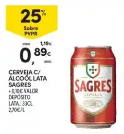 Continente Cerveja c/ álcool lata sagres promoção