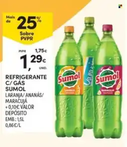 Continente refrigerante c/ gás sumol laranja/ananas/maracujá promoção