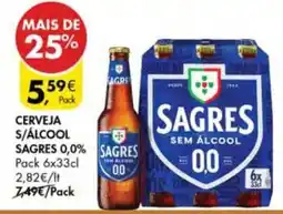 Pingo Doce Cerveja s/alcool sagres 0,0% promoção