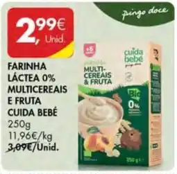 Pingo Doce Farinha láctea 0% multicereais e fruta cuida bebé promoção