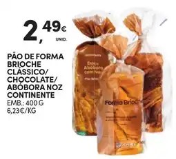Continente Pão de forma brioché clássico/chocolate/abóbora noz continente promoção