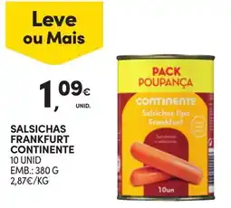Continente Salsichas frankfurt continente promoção