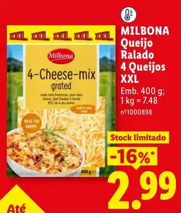 Lidl milbona queijo ralado 4 queijos xxl promoção