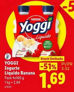 Lidl Yoggi iogurte líquido banana promoção