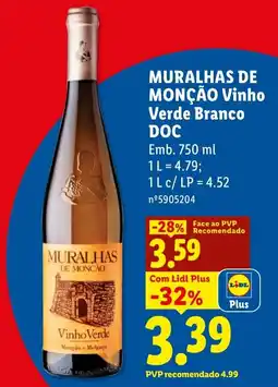 Lidl Muralhas de Monção Vinho Verde Branco DOC promoção