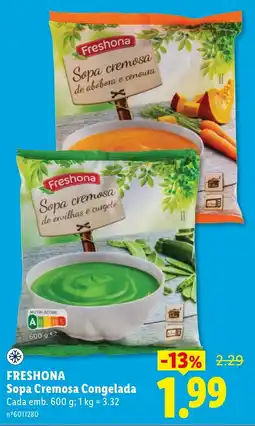 Lidl Freshona Sopa Cremosa Congelada promoção