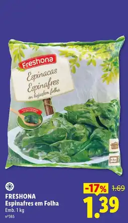 Lidl Freshona Espinafres em Folha promoção