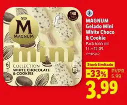 Lidl magnum gelado mini white choco & cookie promoção
