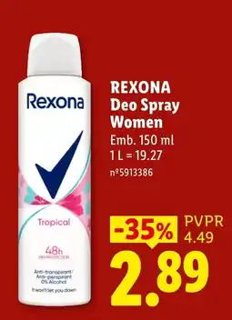 Lidl Rexona deo spray women tropical promoção