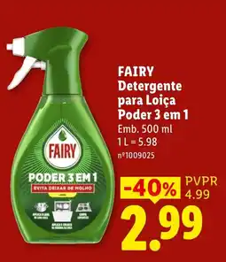 Lidl Fairy detergente para loiça poder 3 em 1 promoção