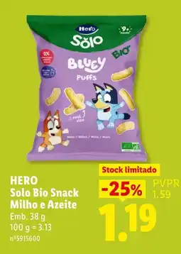 Lidl Hero solo bio snack milho e azeite promoção