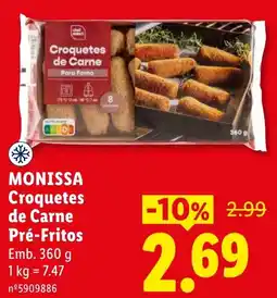Lidl Monissa croquetes de carne pré-fritos promoção