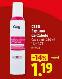 Lidl Cien espuma de cabelo promoção