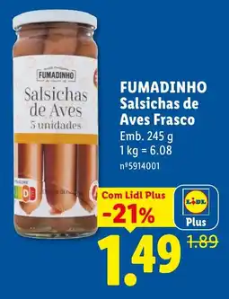 Lidl Fumadinho salsichas de aves frasco promoção