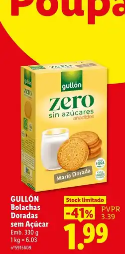 Lidl Gullón Bolachas Doradas sem Açúcar promoção