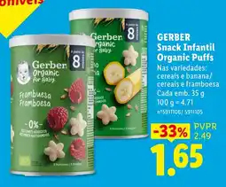 Lidl Gerber Snack Infantil Organic Puffs promoção