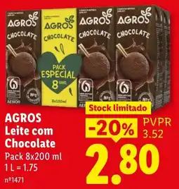 Lidl Agros leite com chocolate promoção