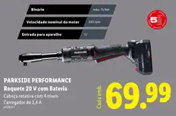 Lidl Parkside performance roquete 20 v com bateria promoção