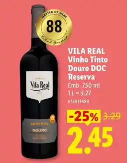 Lidl Vila Real Vinho Tinto Douro DOC Reserva promoção
